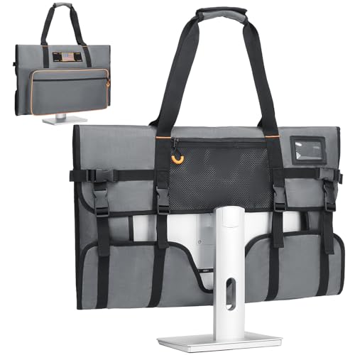 Monitor Carrying Case for 27" LCD Screen Padded Travel Monitor Carrying Bag Compatible with iMac Desktop Computer Dust Cover Bag (Grey) - color: Grey