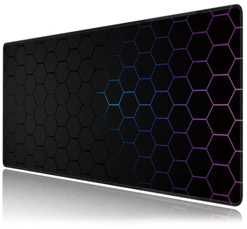 Hexagon Honeycomb Large Mouse Pad,Gaming Keyboard Desk Pad,Extended Mouse Mat Non-Slip Rubber Base with Stitched Edges for Office Game Home XXL 35.4"x15.7" - color: Honeycomb, size: 35.4L x 15.7W inches