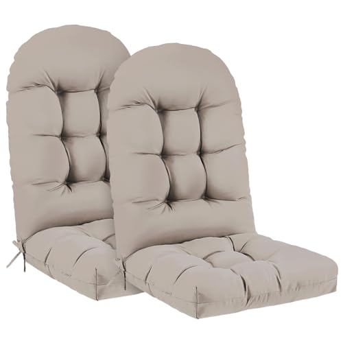 Outdoor Adirondack Chair Cushions Set of 2, 44x19x4 Inch Rocking Chair Cushion, High Back Patio Soft Seat Pad with Ties, Indoor Outside Use, Fade-Resistant & Waterproof, Beige - color: Beige, size: 44x19x4 Inch