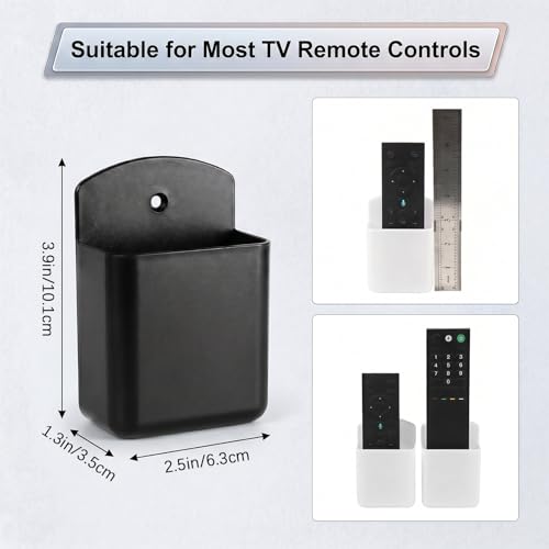 2 PCS Remote Control Holder Wall Mount, TV Remote Control Holder, Self Adhesive Pen Holder Organizers and Accessories for Home Office School (2, White+Black) - color: Set of 2-1 White+1 Black