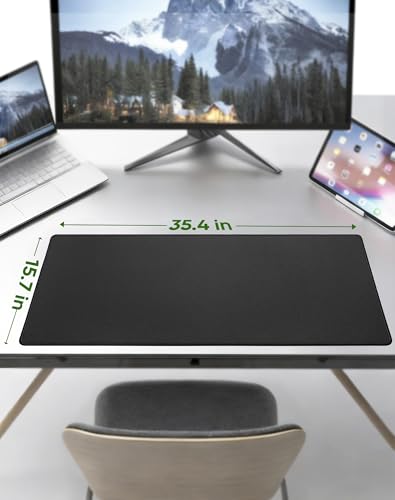ALOANES Large Gaming Mouse Pad with Non-Slip Rubber Base,Stitched Edge,Desk mat for Laptop,Computer & PC, Wristing Pad for Gamer,Office & Home,Classic Black XXL 15.74''x35.43''x0.12'' | Black Desk Mat Mousepad for Computer Gamer Office Home 3XL 35.43"x15.