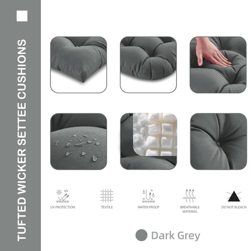 Outdoor Chair Cushions Set of 2, 22x22x4 Inch Seat Pads with Ties for Patio Wicker Chairs Garden Dining Chair, Indoor Outside Use, Fade-Resistant & Waterproof, Dark Gray - color: Dark Gray, size: 22x22x4"