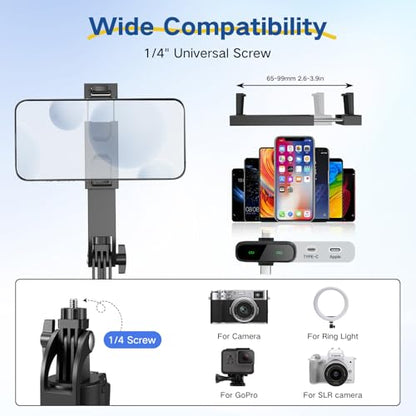 Content Creator Vlogging Kit,180CM Metal Selfie Stick Tripod with Light and Wireless Microphones,Vlogging Kit for iPhone/Android,Phone Tripod for Tiktok &YouTube Starter Kit - color: Black-SM