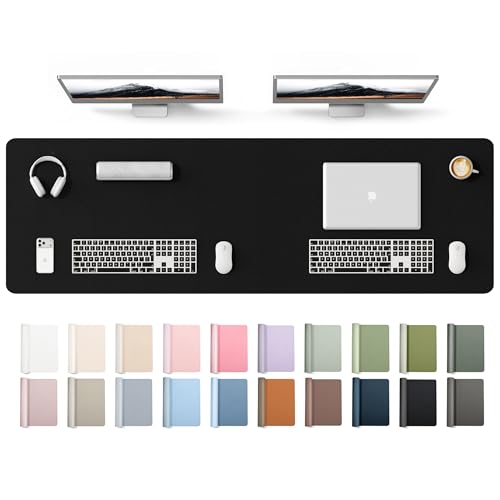 YSAGi Leather Desk Protector, Office Mat, Large Mouse Mat, Non-Slip PU Leather Blotter, Laptop Desk Mat, Waterproof Writing Pad for Office and Home(Black, 63" x 17.2") - color: Black, size: 63" x 17.2"