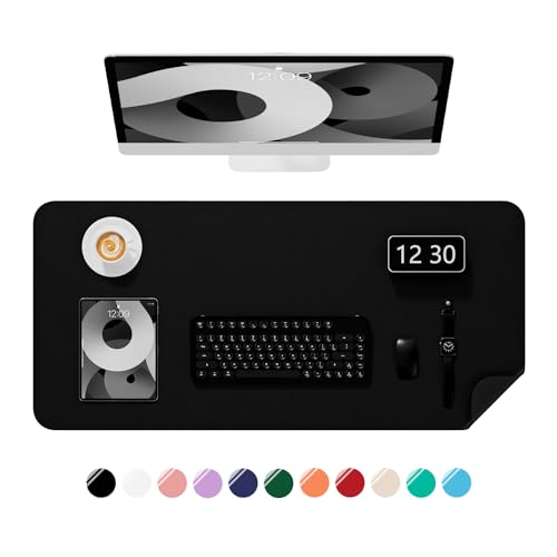 Desk Pad, 35.5" x 17" PU Leather Non-Slip Desk Mat Large Mouse Pad for Desktop, Waterproof Laptop Computer Writing Mat for Office, Home, Work, Gaming, Black - color: Black, size: 35.5" x 17"