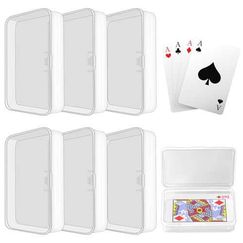 Blank Card Case, 6 Pack Clear Plastic Card Deck Box, Snaps Closed - Storage Box for Base Ball Trading Cards, Business Cards & More - color: 6 PCS Clear