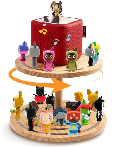 Gieanoo 360° Round ToniesBox Shelf 2-Tier Tonie Figures Organizer for 30-50 Characters Tonies Stand Diaplsy Shelf Compatible with Toniesbox 1 and Toniesbox 2 for Kid's Room - color: 2 Tier
