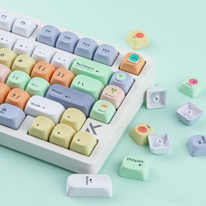 Tsungup MOA Keycaps,Clean & Minimal 130 Keys Magic Bean Custom Keycaps,PBT Cute Dye Sub Key Caps Keyboard Keycap Set for MX Switches Mechanical - color: White&Yellow