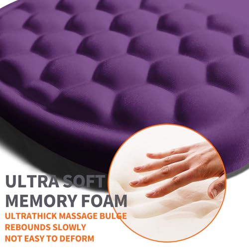 Ergonomic Joint Wrist Support Mouse Pad with Memory Foam Cushion Massage Bump, Carpal Tunnel Pain Relief Mousepad Slope Design for Wrist Rest, 11.8x7.9 in, Dark Violet - color: Dark Violet