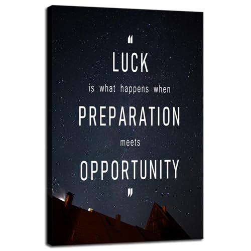 Motivational Wall Decor Luck Is Preparation Meets Opportunity Positive Quote Inspirational Wall Art for Bedroom Home Office Decor Gym Framed Printed Canvas Poster Ready to Hang [12" W X 18" H] - color: A-ONE-45, size: 12"L x 18"W