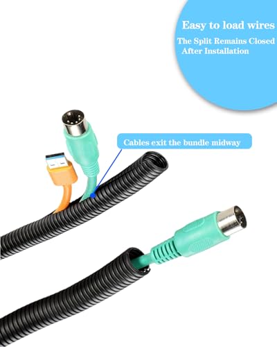 1/4 Inch Wire Loom Split Tubing - 16.5ft Cord Protector Electric Wires Covers, Automotive Wire Flexible Conduit, Plastic Wire Cover - size: 1/4"-16.5ft