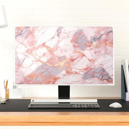 Waterproof Weatherproof Television Cover 32 Inch Anti-Static Dustproof Protective Full Body Cover for TV Screen Sleeve Compatible with Television LED LCD OLED TVs，Pink Marble - color: Pink, size: 32 Inch