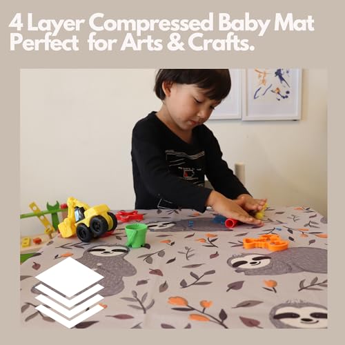 Splat Mat for Baby – Under High Chair Floor Mat Protects Wood, Vinyl and Carpet from Spills – Waterproof 4 Layer Baby Mat with Anti-Skid Backing Deters Bunching and Sliding (51” x 51”) - color: Sloth