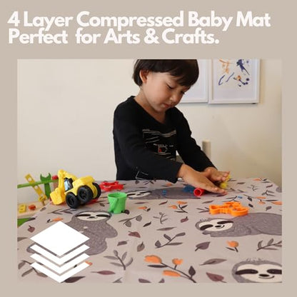 Splat Mat for Baby – Under High Chair Floor Mat Protects Wood, Vinyl and Carpet from Spills – Waterproof 4 Layer Baby Mat with Anti-Skid Backing Deters Bunching and Sliding (51” x 51”) - color: Sloth