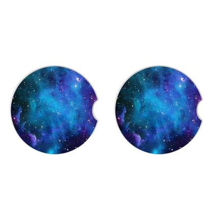 Car Coasters Pack of 2,Nebula Galaxy Ceramic Cup Holders Car Coasters,Keep Cup Holders Clean and Dry,Drink Cup Car Holder Coasters with A Finger Notch - color: Nebula Galaxy