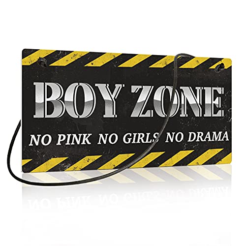 Putuo Decor Little Man Cave Sign, Boys Room Wall Decor 10x5 Inches PVC Hanging Plaque Gift (Boys Zone No Pink No Girls No Drama) - color: Boys Zone No Pink No Girls No Drama