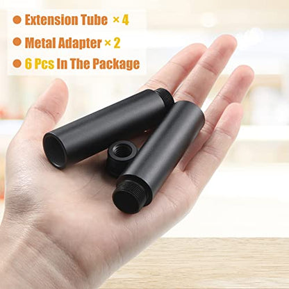 Weewooday 4 Pieces Mic Stand Extension Tube 5/8 Inch Microphone Extension Pipe Aluminium Alloy Stand Extenders Screw Boom Tubes with 2 Metal Adapters(Black) - color: Black