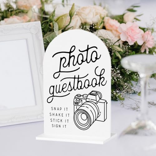 Photo Guest Book Sign, Wedding Guest Book Desk Decor, Wedding Engagement Party Bridal Shower Table Desk Acrylic Sign - color: Photo Guestbook