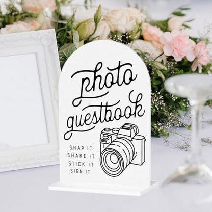 Photo Guest Book Sign, Wedding Guest Book Desk Decor, Wedding Engagement Party Bridal Shower Table Desk Acrylic Sign - color: Photo Guestbook