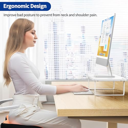 BESIGN MS01 Monitor Stand Riser, Height Adjustable Laptop Stand, Computer Monitor Stand for Monitor, Computer,Laptop,Printer (White) - color: White