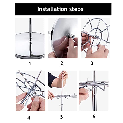 Dual Adjustable (Total Height & Tier Heighs) CounterTop Spinner Display Stand, Heavy Duty 2-Tiers, Silver - color: Silver
