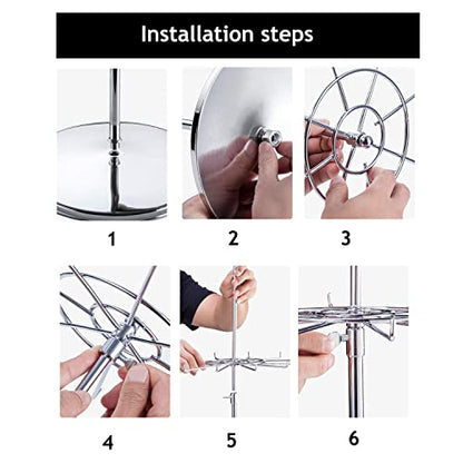 Dual Adjustable (Total Height & Tier Heighs) CounterTop Spinner Display Stand, Heavy Duty 2-Tiers, Silver - color: Silver