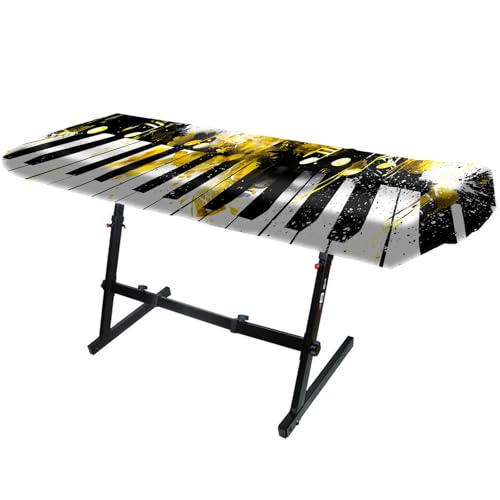 Nuxovilar Stretchy 88 Keys Keyboard Piano Dust Cover, Dust - Proof Elastic Milk Silk with Ink - Splashed Black & White Keys Art for Digital Pianos - color: WP99297-A