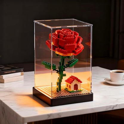 Light Up Acrylic Display Case with RGBW LED Lights, USB Powered with Switch Panel & App Control, Clear Collectible Display Box for Figures, Dolls, Collectables & Toys, 10x10x14 Inch - size: 10''(L) x 10''(W) x 14''(H)