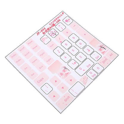 Computer Keyboard Skin - Desktop Mechanical Keyboard Stickers for 84-108 Keys - Beautiful White Cherry Blossoms Keycap Button Skin