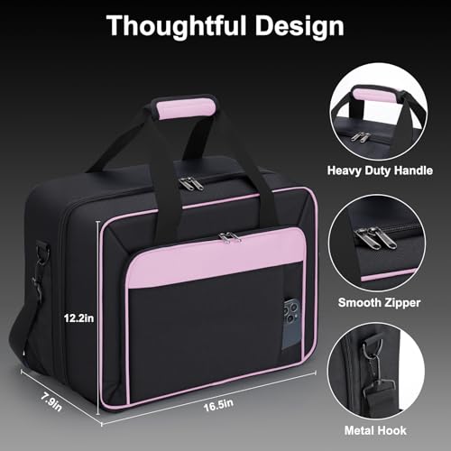 Carrying Case Fit for PS5, Travel Thickened Protective Bag Compatible with Playstation 5 Console, Headset, PS5 Controller, Game Discs, and Gaming Accessories, Pink - color: Pink