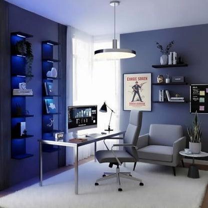 7 Tier Wall Shelves with RGB, Lack Wall Shelf Unit, Vertical Shelf with Remonte Control,Black Shelves - color: Rgb-black