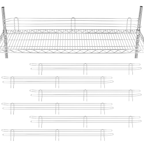 MorningRo 6 Pcs 6 Pcs Chrome Wire Shelf Ledge 48" L x 4" H Wire Shelving Side Ledge Metal Shelves Accessories Pantry and Garage Storage(Silver) - color: Silver, size: 48" L X 4" H