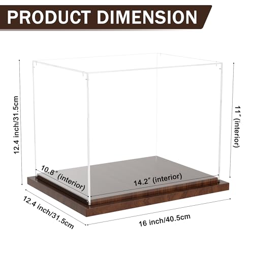 VGMiu Football Helmet Display Case with Wood Base, Clear Acrylic Helmet Display Box Dustproof Displays Case for Helmets, Sports Collectibles, Memorabilia Displays - size: Football Helmet Case