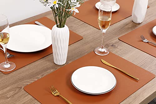 Fall Placemats Set of 4 Wipeable Table Mats Easy to Clean Waterproof Kitchen Mats for Dining Table Outdoor Indoor (4, Brown) - color: Brown, size: set of 4