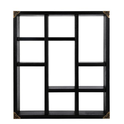 17.7x15.7-Inch Shadow Box Shelf 9-Slot Rustic Floating Shelves Larger Wall Mounted Lightweight Solid Wood Display Freestanding Farmhouse Shelf (9C-Classic Black) - color: 9c-classic Black, size: 1 PCS