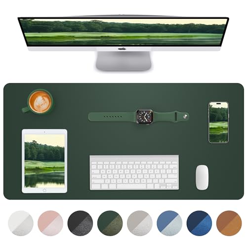 Non-Slip Desk Pad,Mouse Pad,Waterproof PU Leather Desk Protector,Ultra Thin Large Desk Blotter,Waterproof Keyboard mat for Office/Home/Decor(Dark Green 23.6" x 13") - color: Dark Green, size: 23.6" x 13"