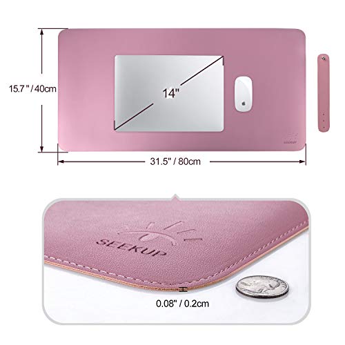 Purple/Pink Dual Sided PU Leather Desk Pad, Upgraded Sewing Laptop Mat, Waterproof Large Mouse Pad, Non-Slip Writing Kids Painting Mat Desk Blotter Protector for Office/Home 31.5"x15.8" (80x40cm) - color: Mauve Purple/Sakura Pink