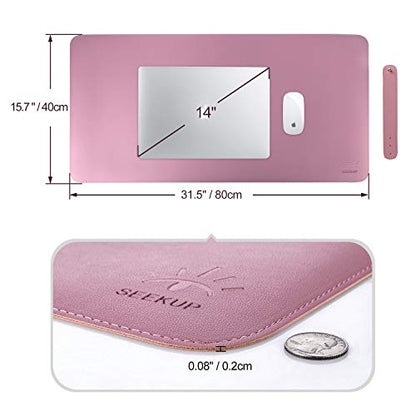 Purple/Pink Dual Sided PU Leather Desk Pad, Upgraded Sewing Laptop Mat, Waterproof Large Mouse Pad, Non-Slip Writing Kids Painting Mat Desk Blotter Protector for Office/Home 31.5"x15.8" (80x40cm) - color: Mauve Purple/Sakura Pink