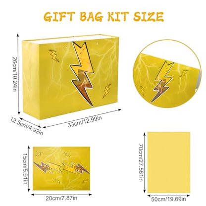 Mprocen Cartoon Animation Party Gift Bags Yellow Lightning Themed Goodie Bags with Greeting Cards Birthday Supplies Baby Shower Decorations Candy Bags - color: Themed 4