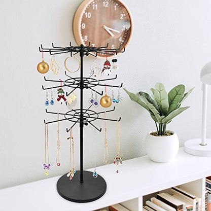 Polmart Heavy Duty Dual Heights (Stand & Tiers) Adjustable Countertop Spinner Display Stand (Black, 3-Tier) - color: Black