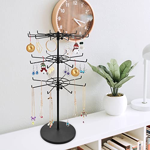 Polmart Heavy Duty Dual Heights (Stand & Tiers) Adjustable Countertop Spinner Display Stand (Black, 3-Tier) - color: Black