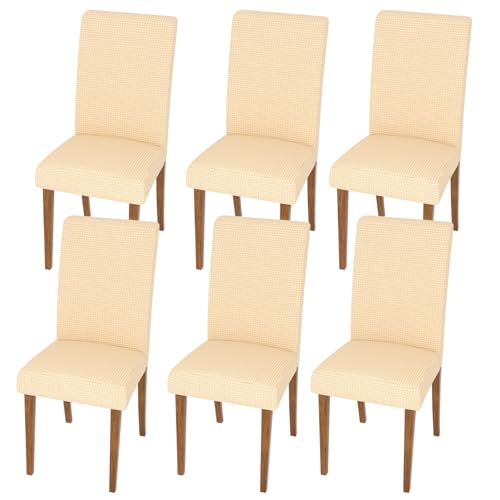 Dining Room Chair Covers,Soft Removable Washable,Dining Room Chair Covers Set of 6,Printed,Floral Pattern,Pet Friendly Furniture Protector Seat Cover,Universal Fit for Hotel - color: O-beige, size: 6PCS