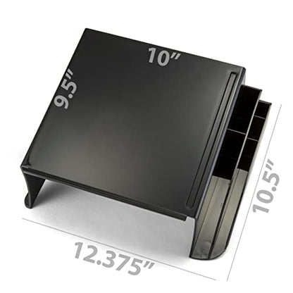 Officemate Telephone Stand, Laptop Stand, Black Plastic Computer Riser, Laptops Elevator for Desk, 12.5 x 10 .125 x 5.25 Inches, Black (21522)