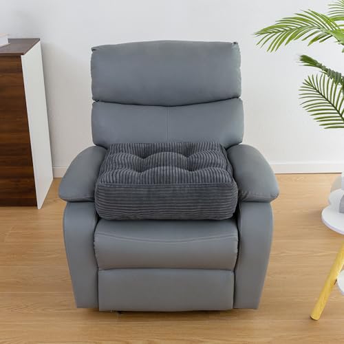 HIGOGOGO Tufted Corduroy Recliner Seat Cushion for Elderly, 20x20x5 Inch Large Square Seat Cushion for Recliner Chair, Floor Pillow, Office Chair, Car, No Pressure on Thighs, Dark Grey - color: Dark Grey, size: 20x20x5