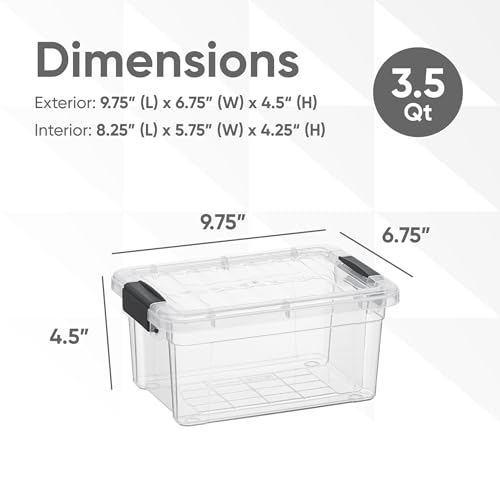 Superio Mini Storage Bins with Lids- Clear Boxes for Organizing, Stackable Plastic Containers- BPA Free, Non-Toxic, Odor Free, Organizer for Home, Office, Dorm, 3.5 Qt, 5 Pack - size: 3.5 Qt, style: 5 Pack