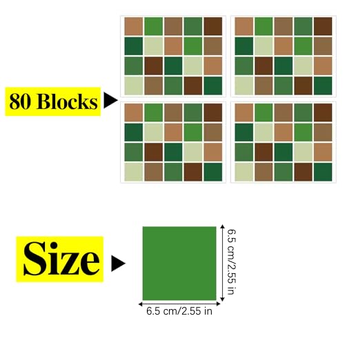 GTOTd Pixel Block Wall Decal Stickers Wallpaper（4 Sheet,80 Blocks） | Peel and Stick Nursery Playroom Decor Kids Bedroom Home Classroom Living Room Kitchen Decorations Art