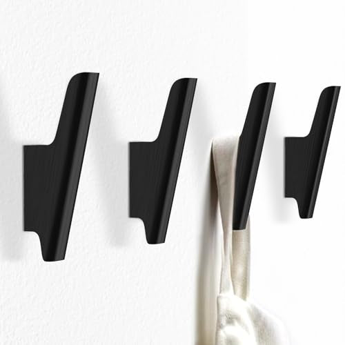 Wood Wall Hooks 4 Pack Coat Hooks Wall Mount Black Wooden Hooks for Hanging Hat, Bag, Backpack, Rustic Coat Hooks for Wall, Wood Towel Hooks for Bathrooms and Entryway Hooks (Black) - color: Black