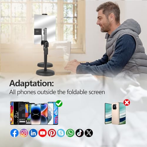 WICBRO Desktop Phone Rear Camera Selfie Stand Set, Under The Premise of Ensuring That The Phone Screen can be Seen, Use Rear Camera to Record The Front,Perfect for Selfie & TikTok & Live Streaming