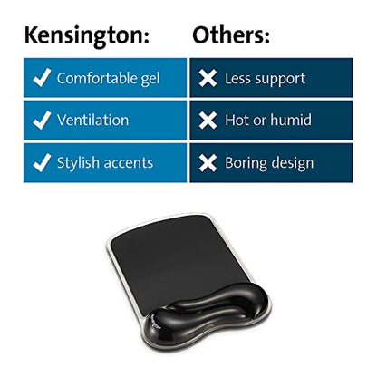 Kensington Duo Gel Wave Mouse Pad & Wrist Rest - Black,Medium (K62413WW) - color: Black, size: 9.6L x 7.6W inches, style: Mouse Pad