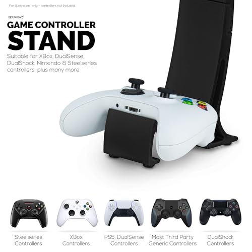 BRAINWAVZ Headphone Stand & Game Controller Holder – Sleek Headset Hanger & Gamepad Stand for Xbox, PlayStation, Legacy, Retro & More – (UGDS16) - color: UGDS16